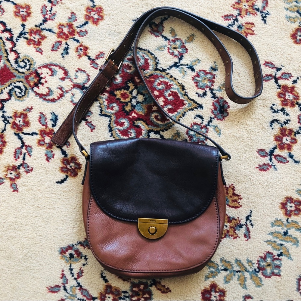 Fossil Pebbled Leather Emi Saddle Bag